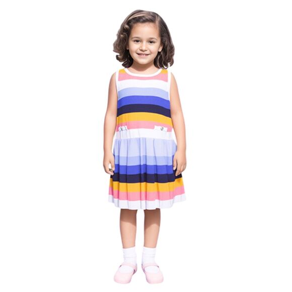 Janie & Jack Stripped Sleeveless Sweater Pleated Dress Size 2T - Picture 1 of 8